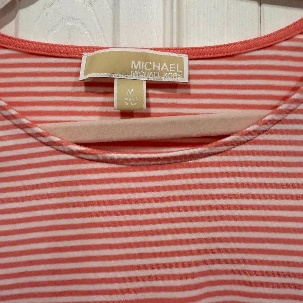 Michael Kors Striped Cold Shoulder Tee size M